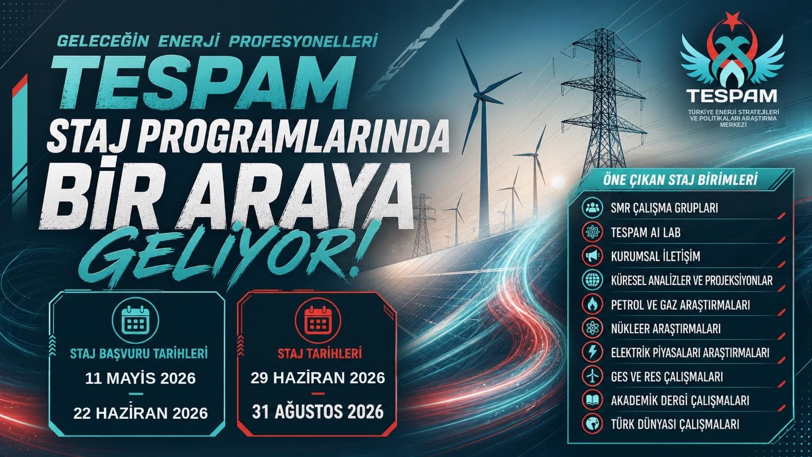 TESPAM 2026 staj programı afişi
